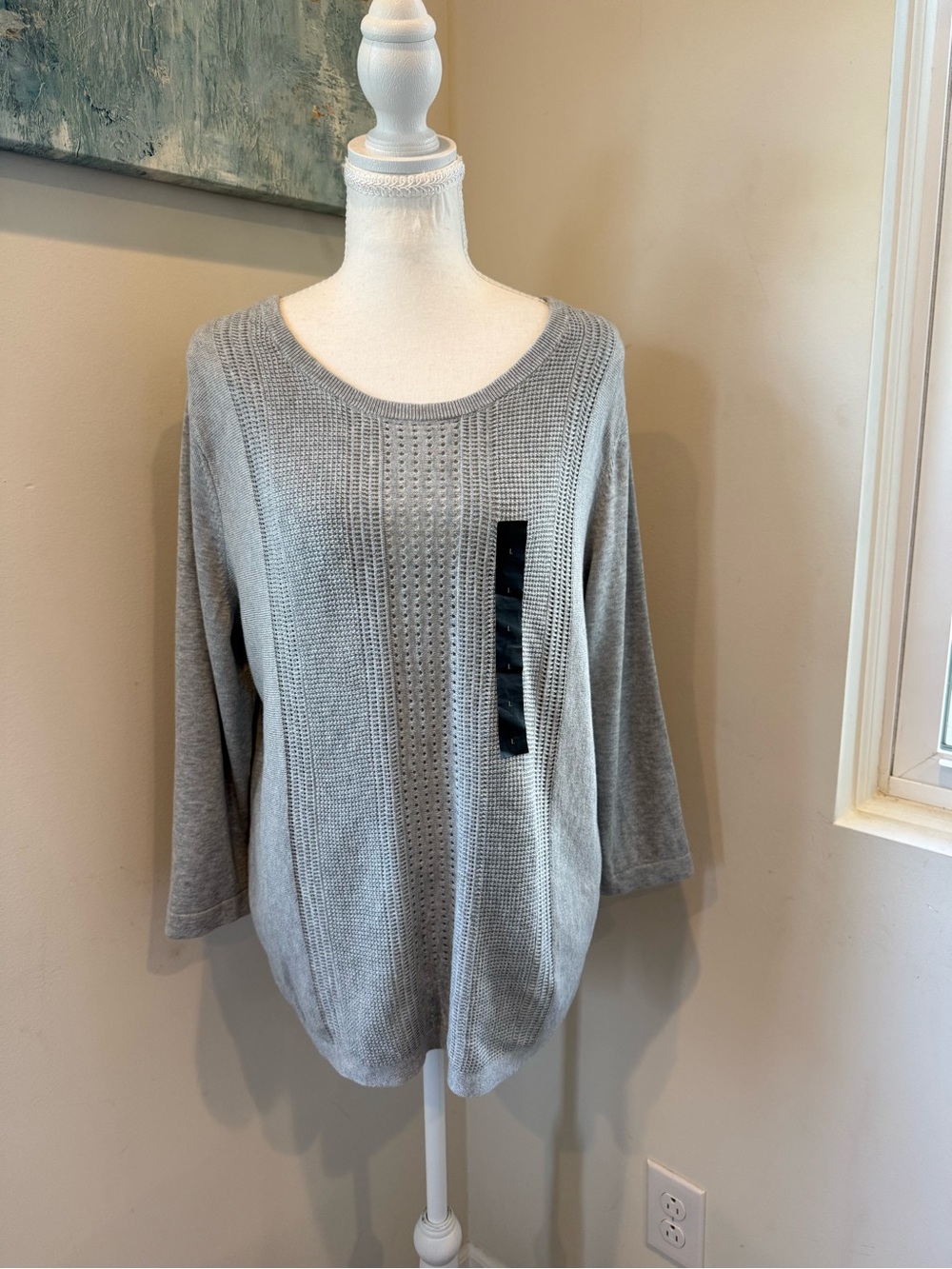 Banana Republic Light Gray Scoop Neck Knit Sweater